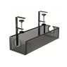 Adjustable Under-Desk Cable Management Tray, Iron Mesh Cable Organizer with Long Arms and No-Drill Clamp-On Design, Desk Wire Holder for Office, Secure and Easy Installation - Black